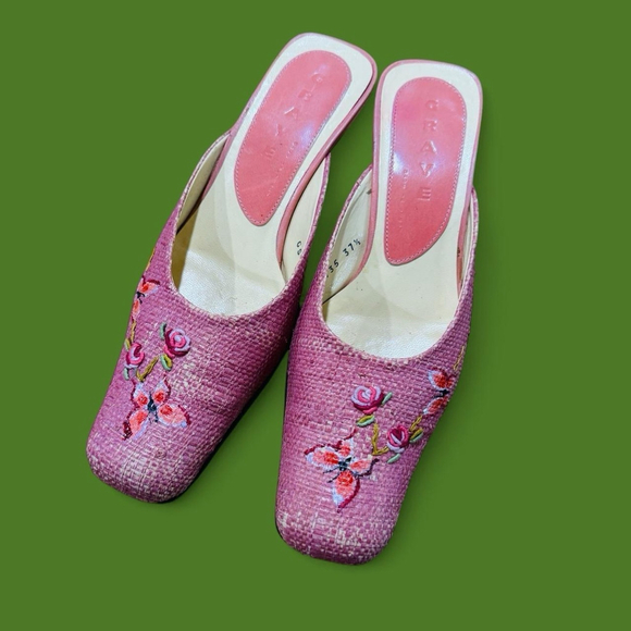 Pink Embroidered Women's Slip-On Mules - Picture 6 of 9